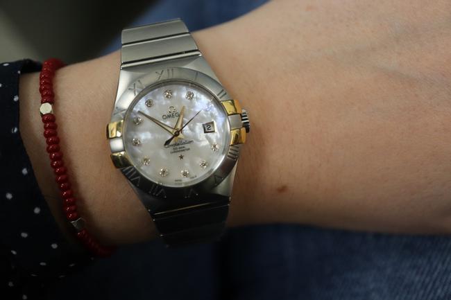Omega Steel Gold Constellation Silver Dial Date Ladies 123.20.31 Watch