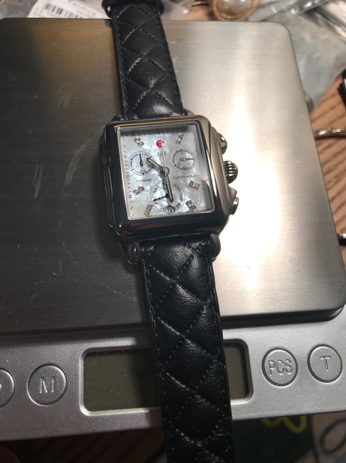 Michele Silver Deco Diamond Chronograph Alligator Strap Mop Dial Mw06p00a0046 Watch