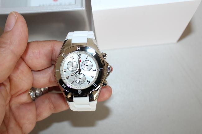 Michele White Silver Jelly Mww12f000090 Tahitian Bean Chronograph Watch