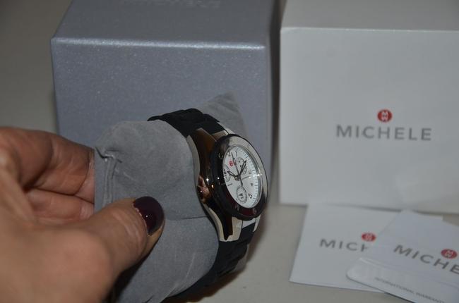 Michele Black Tahitian Silicone Silver Chrono Mww12d000002 Watch