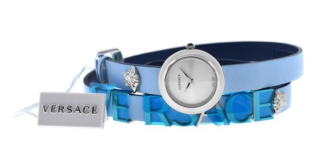 Versace Silver New V-flare Vebn00118 Steel Wrap Around Bracelet Quartz 28mm Watch