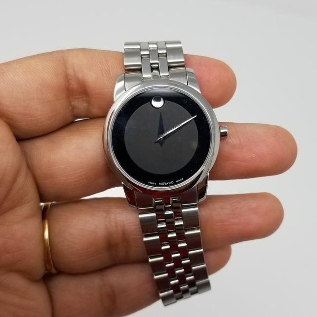Movado Silver and Black Swiss Museum Stainless Steel Bracelet Watch