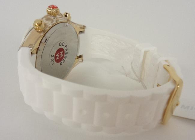 Michele White/Gold Jelly Mww12f000077 Womens Bean Chronograph Tone Silicon New Watch