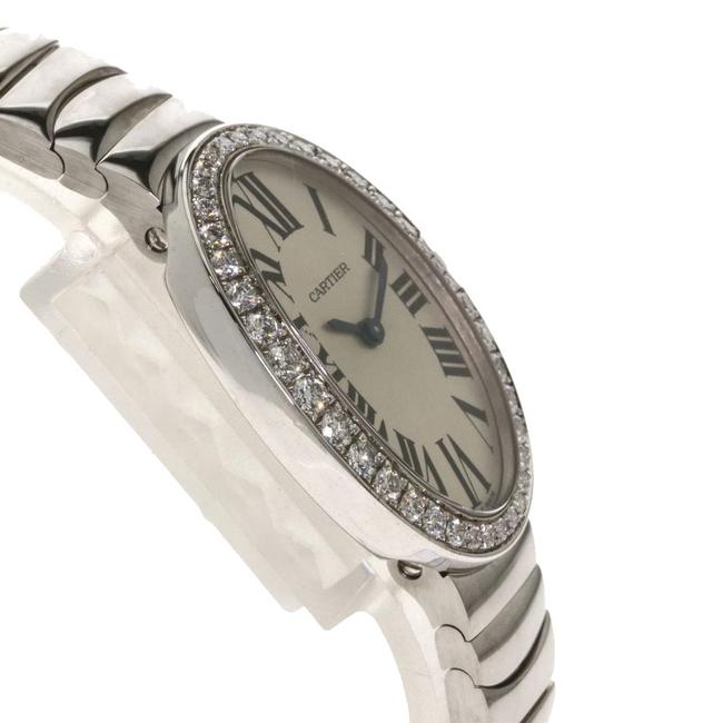 Cartier Silver Diamonds 18k White Gold Baignoire Quartz Wb520006 Womens Wristwatch 23 Mm Watch