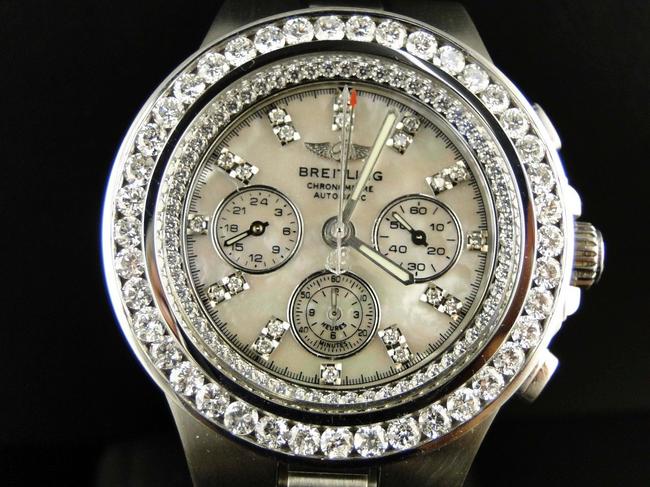 Breitling Stainless Steel Custom Hercules Diamond Band 7.75 Ct Watch
