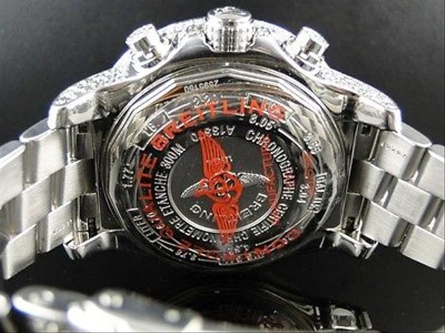 Breitling Stainless Steel Mens Custom Super Avenger 1 Row Big 53mm Diamond 32 Ct Watch