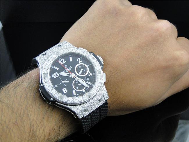 Hublot Stainless Steel Big Bang 44mm Evolution Rubber Band Diamond 10 Ct Watch