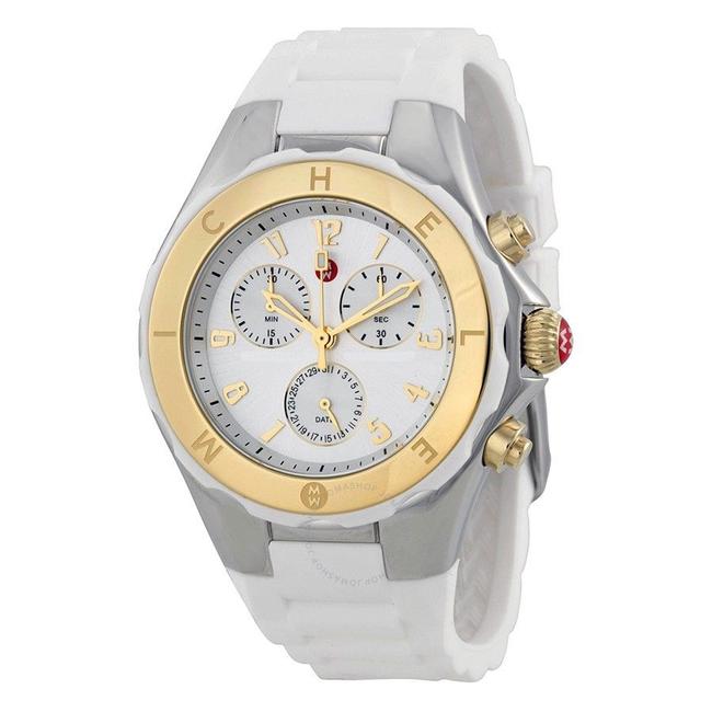 Michele White/Silver Tone/Gold Tone Jelly Tahitian Bean Large Mww12f000056 Two 40 Mm Watch