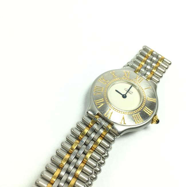 Cartier Silver/Gold Must 21 Plated Stainless Steel Quartz Mens Watch