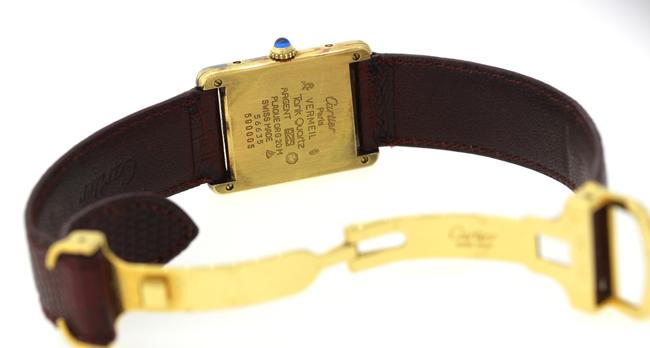 Cartier Brown Sterling Silver Tank Vermeil Mens Or Womens Quartz 580005 Watch
