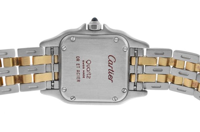 Cartier Yellow Gold Silver Ladies Panthere 2 Row Steel Quartz 22mm Watch