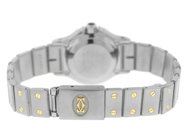 Cartier Yellow Gold Silver Ladies Santos Ronde 27mm 18k Quartz Watch