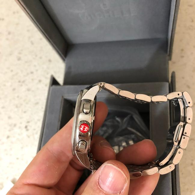 Michele Silver Uptown Diamond Bracelet Watch