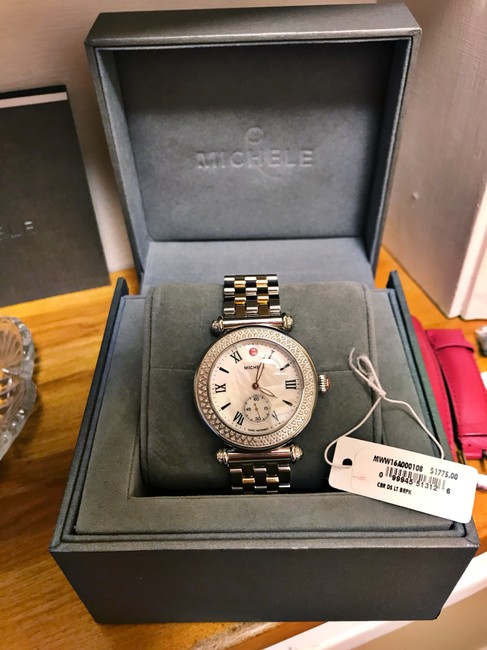 Michele Silver and Gold Caber Diamond Band Watch