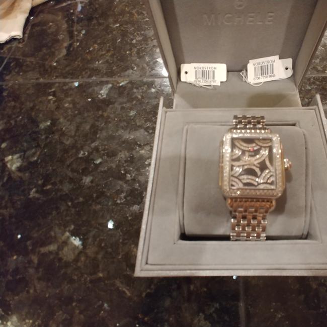 Michele Silver/Black Art Deco Diamond Diamond Dial Ladies 252 Diamonds Watch