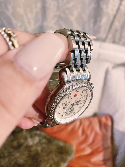 Michele Silver and Diamond 36mm Csx Metal Band Small Womens Watch