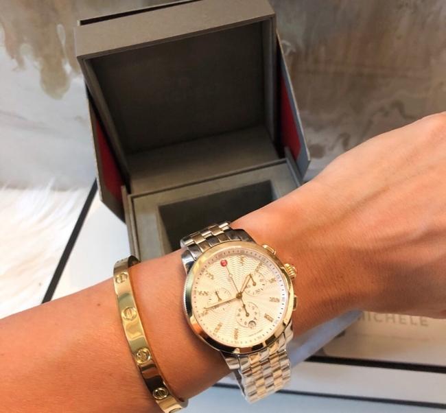 Michele Silver Gold Box Uptown Diamond Watch