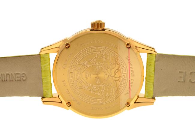 Versace Gold Tone New Dafne Vff05 0013 Steel Lime Green Quartz Watch