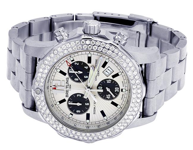 Breitling Stainless Steel Mens Colt Ii A7338710-bb49-ss 44mm Chronograph Diamond 3.0 Ct Watch