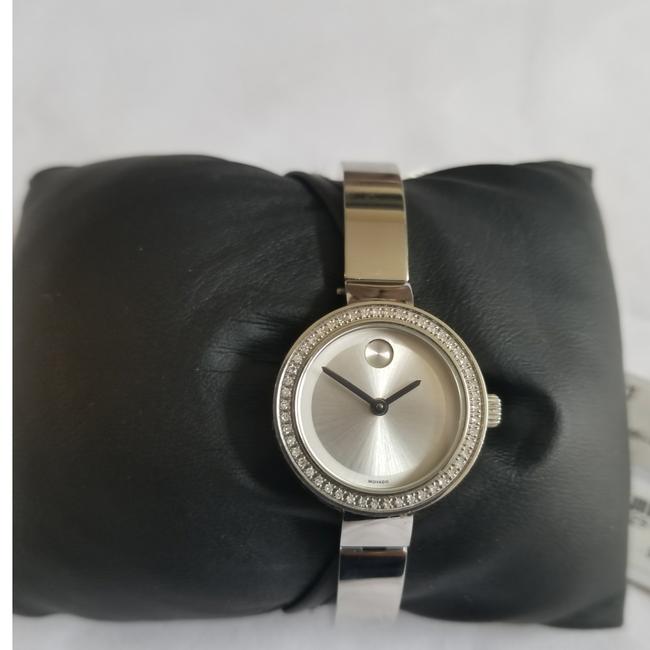 Movado Silver Silver-toned Sunray Dial Stainless Steel Band Ladies Watch