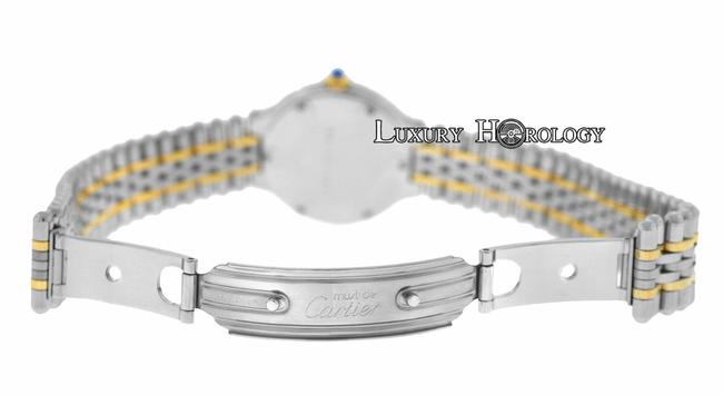 Cartier Two Tone Ladies Must De Quartz 18k Gold Steel Bullet Bracelet 28mm Watch
