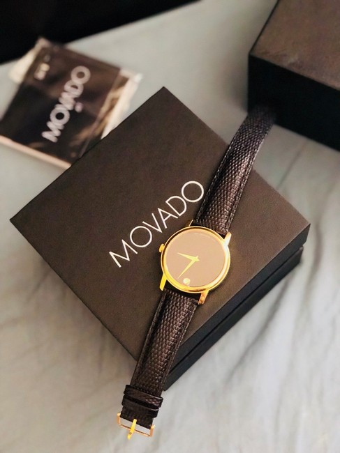 Movado Gold Museum Black Dial 38mm Stainless Steel 2100005 Swiss Made Quartz Watch