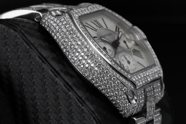 Cartier Steel XL Diamond Roadster W62020x6 White Dial Watch