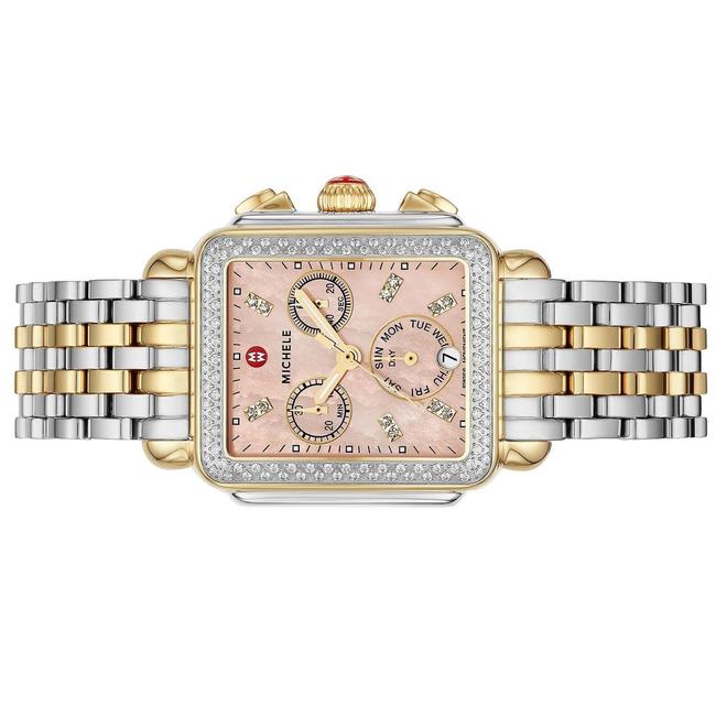Michele Two Tone Deco 18k Gold Desert Rose Mother Of Pearl Diamond Mww06p000285 Watch