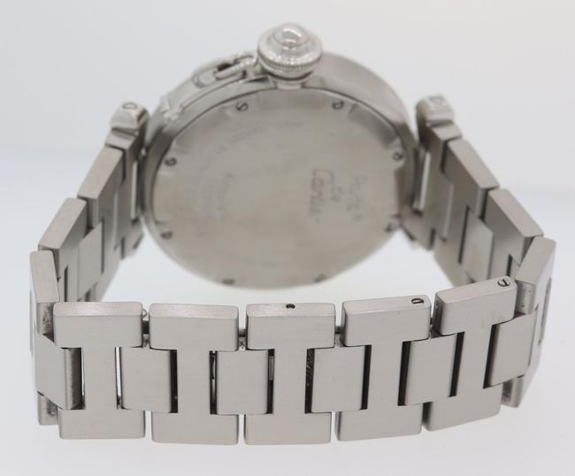 Cartier Silver Ladies Pasha C Steel Pink Big Date Dial 35mm 2475 Pouch Watch