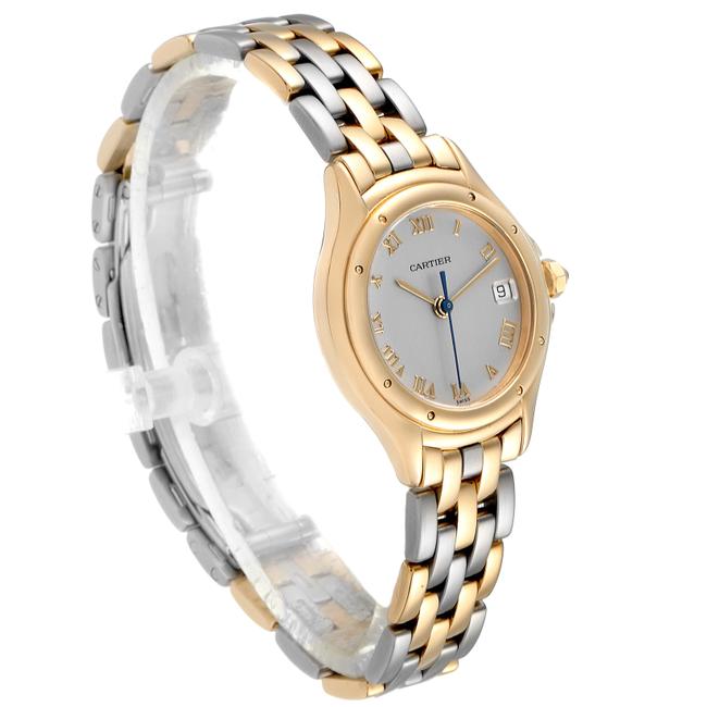 Cartier Silver 18k Yellow Gold and Stainless Steel Cougar 117000 Womens Wristwatch 26 Mm Watch
