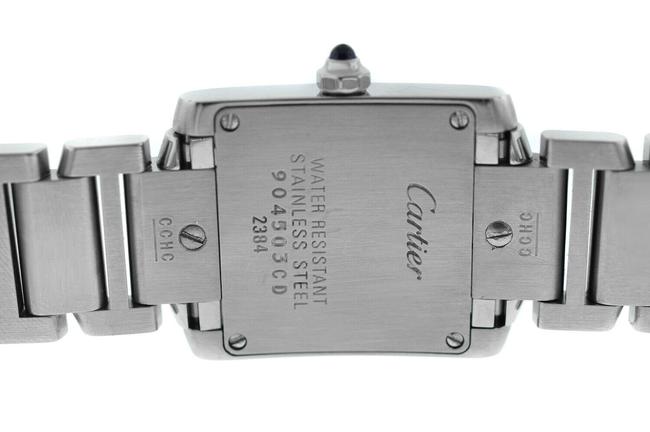 Cartier Silver Tank Francaise 2384 Ladies Stainless Steel Quartz 20mm Diamond Watch