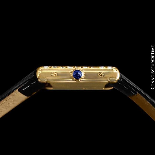 Cartier White Vintage Ladies Tank Mechanical Gold Vermeil 18k Gold Watch