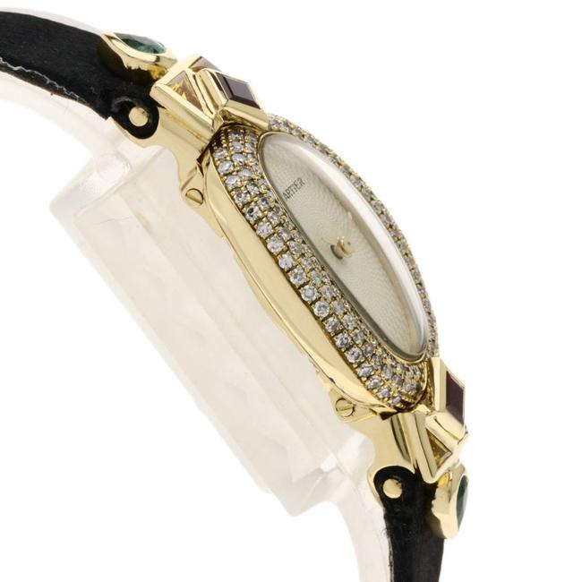 Cartier Cream Diamond 18k Yellow Gold and Ruby Emerald Mini Baignoire Womens Wristwatch 18 Mm Watch