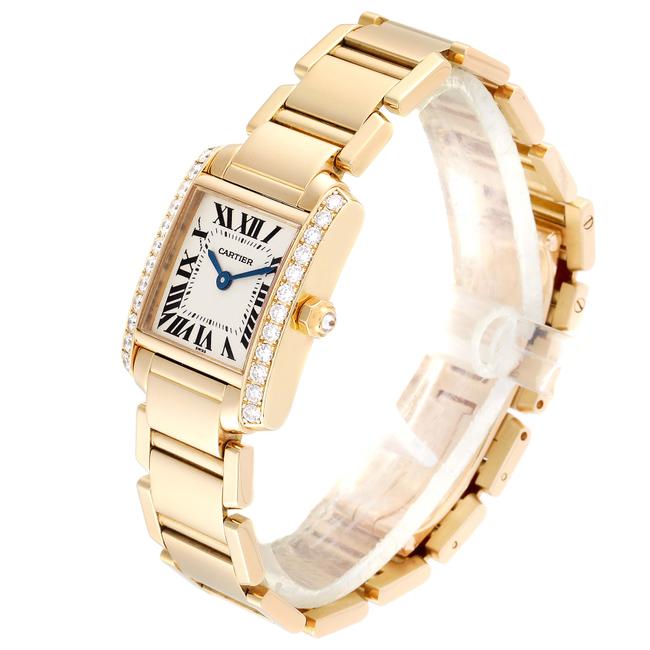 Cartier White Diamonds 18k Yellow Gold Tank Francaise We1001r8 Womens Wristwatch 20 X 25 Mm Watch