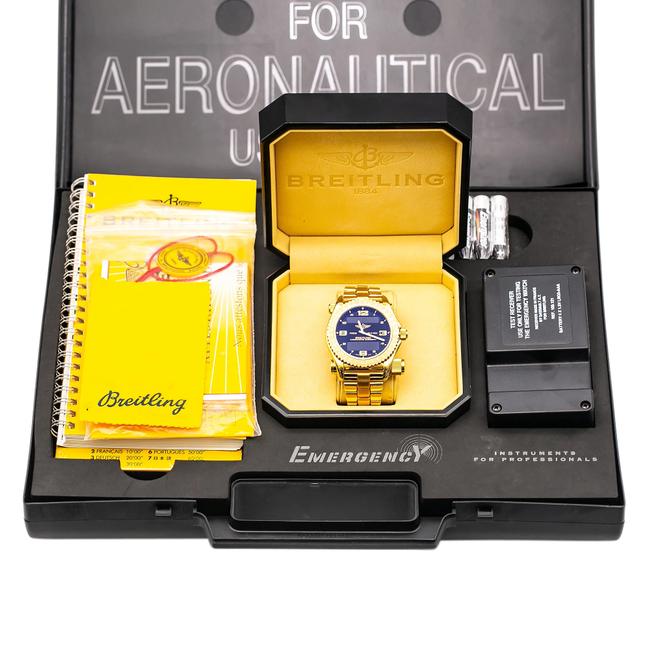 Breitling Black Emergency K76321 43mm Dial with 18k Yellow Gold Watch