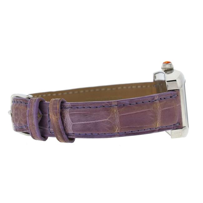 Michele White Mini Urban Purple Alligator Leather Strap Ladies Watch