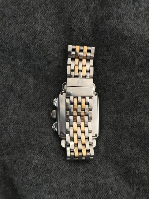 Michele Silver and Gold and Diamonds Deco Classic In Stainless Steel Mother Of Pearl Dial Watch