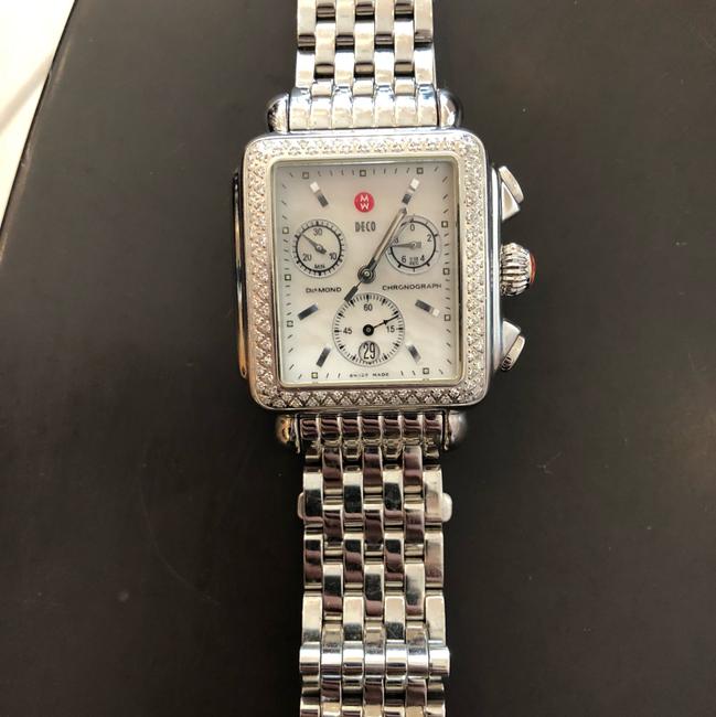 Michele Silver Deco Diamond Watch