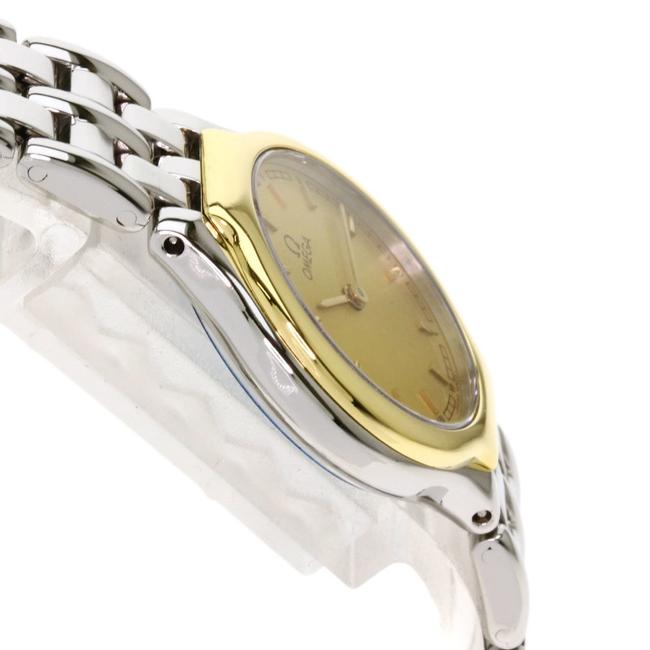 Omega Champagne Gold Tone Stainless Steel De Ville Quartz Womens Wristwatch 23 Mm Watch