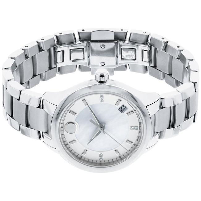 Movado Silver Bellina Stainless Mother Of Pearl Diamond Womens 0606978 Watch