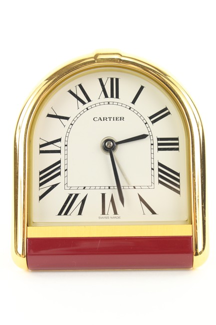 Cartier Gold 73mm Red 6602 Tortue Alarm Clock Desk 148ct25 Watch