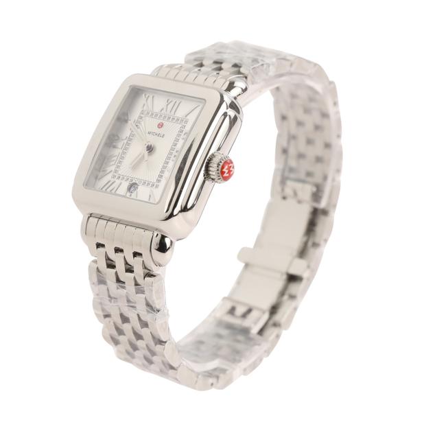 Michele Silver Deco Madison Diamond Dial Watch