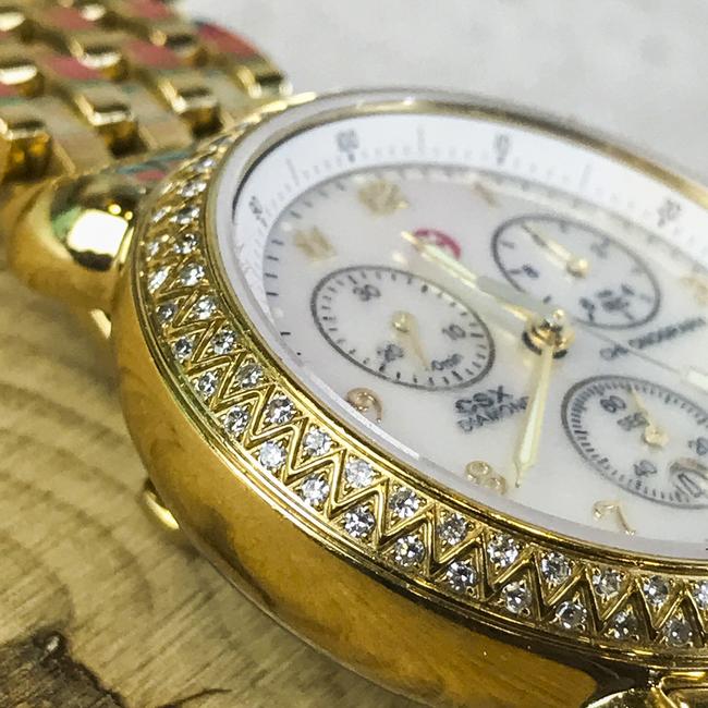 Michele Gold Stainless Steel Chronograph Csx Diamond Womens Watch