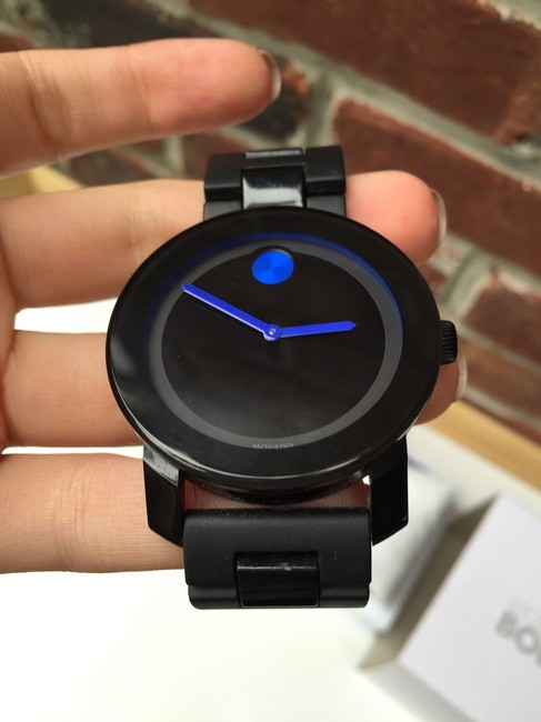Movado Black Mens Unisex Blue Accents Bold Series Swiss 3600099 Watch