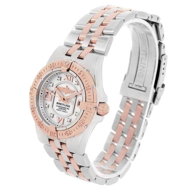 Breitling 18k Rose Gold Mop Diamond and Stainless Steel Galactic C71340 Womens 30mm Watch