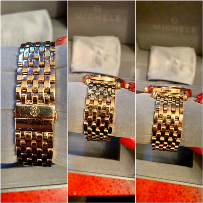 Michele Rose Gold Diamond Bezel caber Watch