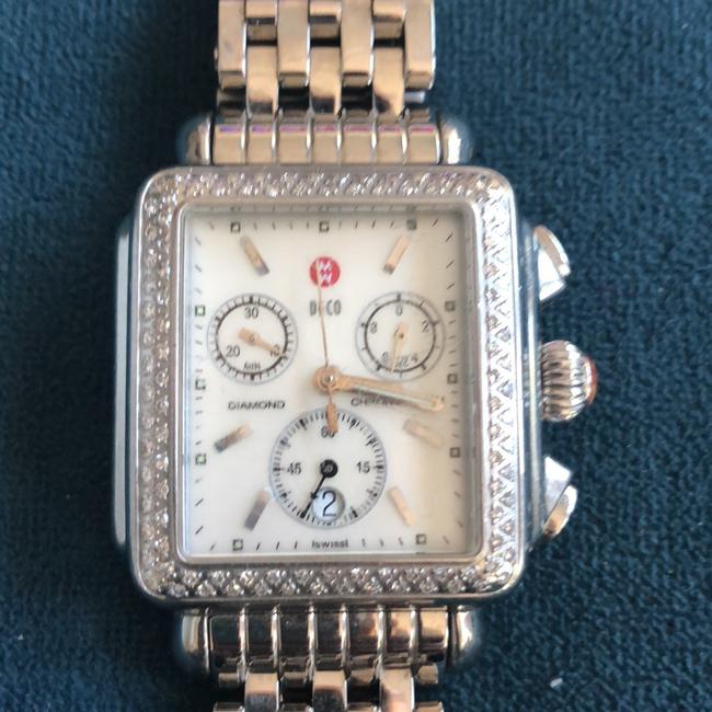 Michele Silver Deco Diamond Watch