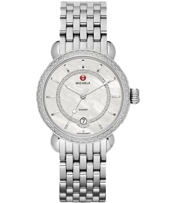 Michele Silver Csx Elegance Stainless Mother Of Pearl Diamond Mww03t000035 Watch