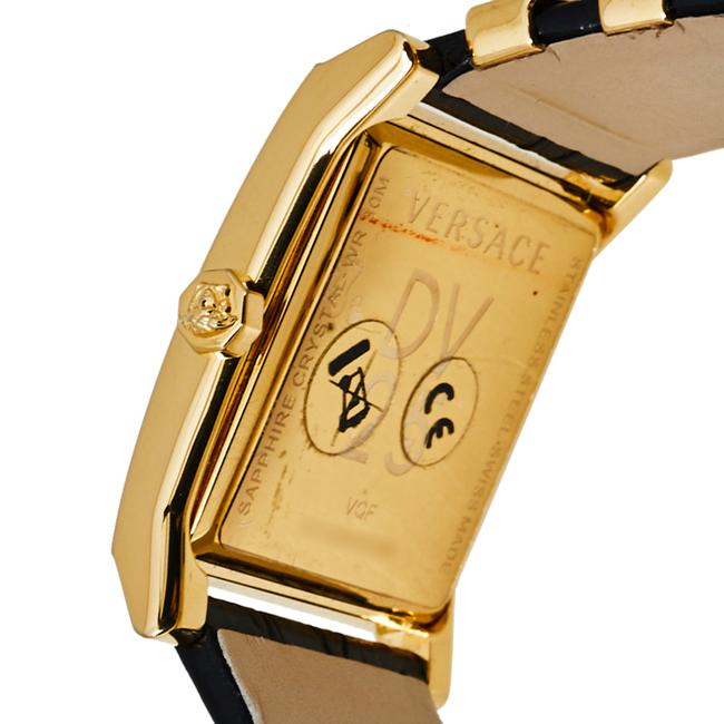 Versace Black Yellow Gold Plates Stainless Steel Diamond Vd25 Vqf020015 Womens Wristwatch 30 Mm Watch