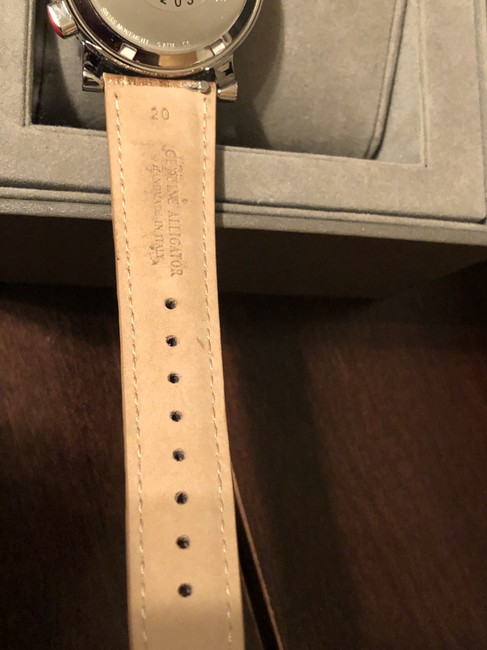 Michele Silver Sport Sail White Dial Alligator Leather Strap Watch